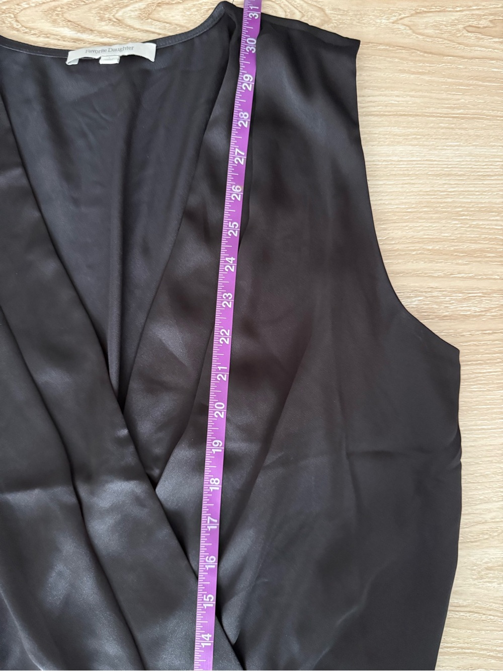 Favorite Daughter Large Sleeveless Date Drape Blouse Satin Black Career Business - Picture 9 of 10